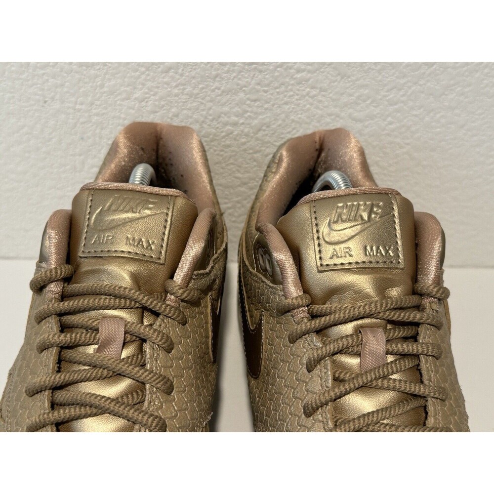 Nike Air Max 1 Womens Running Shoes Sz 12 Premium Gold Fish Sneakers 454746-900 - Picture 6 of 16